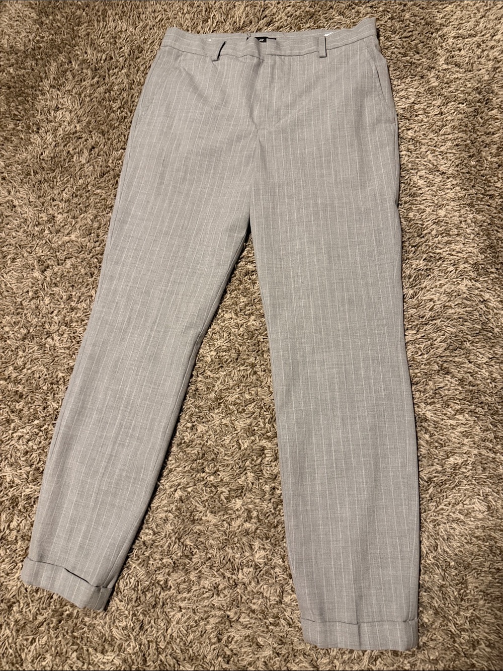 Men’s H&M Skinny Fit Light Gray Pinstripe Dress Pants